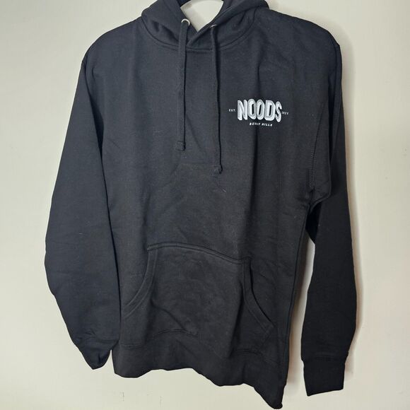 NWOT Black White Noods Get Lucky! Long Sleeve Front Pocket Hoodie Sweater Medium - Picture 2 of 5